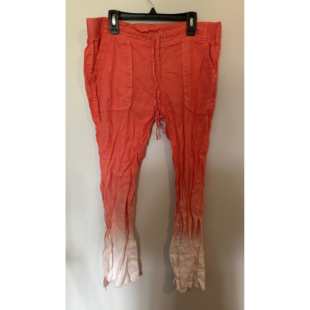 Women’s Pure Amici, Medium, 100% Linen Pants, Coral Ombre